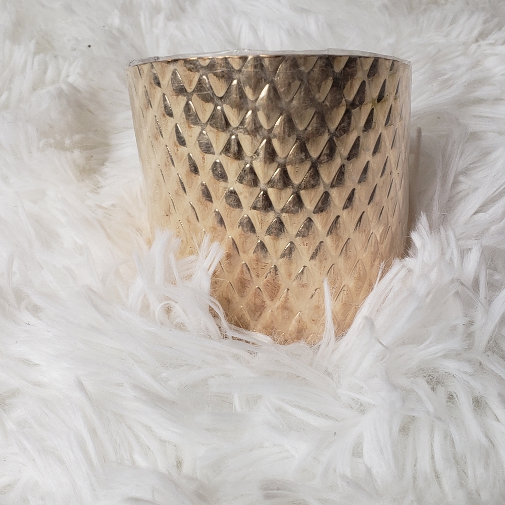 Gold tone Embossed cuff bracelet - Women Jewelry